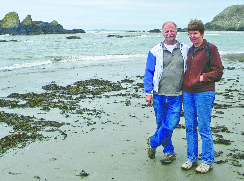 Brian Leavitt, minister of the Lobster Valley church and his wife, Chris, visit the southern Oregon coast.