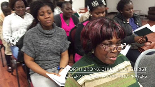 Members of the North Bronx Church of Christ Ghanaian congregation sing in their local dialect Twi during worship services.