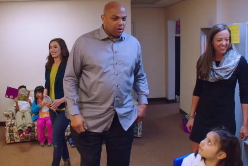Charles Barkley visits the Corners Outreach homework club ministry in Norcross