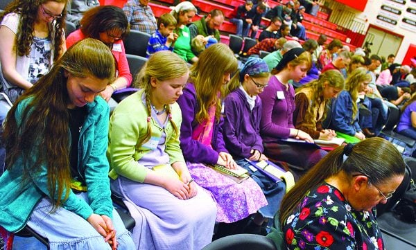 Church members pray during the annual lectureship, which began in 1964 in Anchorage. The 2015 lectureship will be next May in Fairbanks, hosted by the Northern Lights Church of Christ.