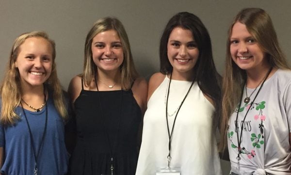 Anna Kate Armstrong, Jessica Cherry, Pryce Jordan Daniels and Scottie Smith work with the 84 Days, part of the Run4Water organization, to empower young women in Africa.