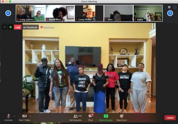 ASAP, a vocal group from the Southside Church of Christ in Durham, N.C., sings during the "Virtual Hour of Prayer."