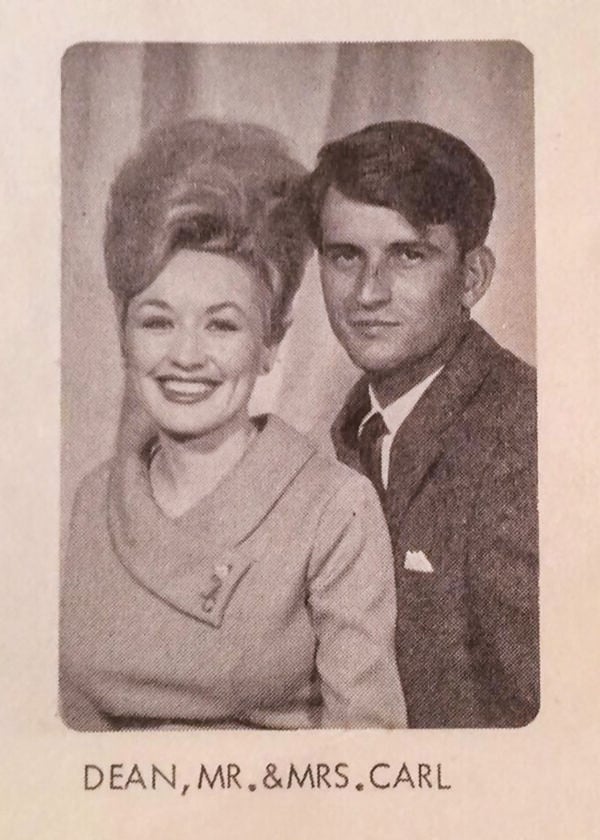 A portrait of Carl Dean and his wife, Dolly Parton, from a 1966 church directory.