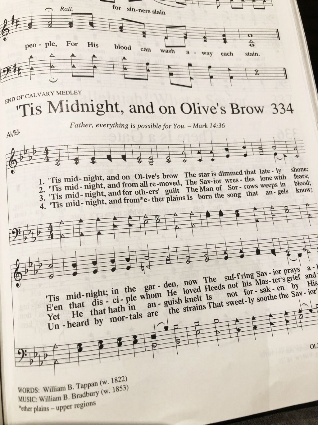 "Tis Midnight and on Olive's Brow" by William B. Tappan.