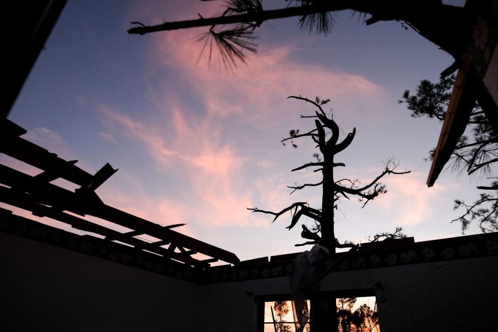 The sunset from inside the living room of Jon Hilton's home destroyed by a Nov. 4 tornado.