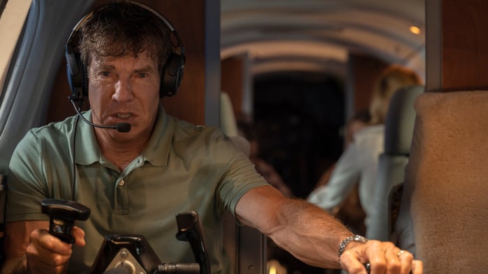Doug White (Dennis Quaid) flies the King Air in 'On a Wing and a Prayer.'