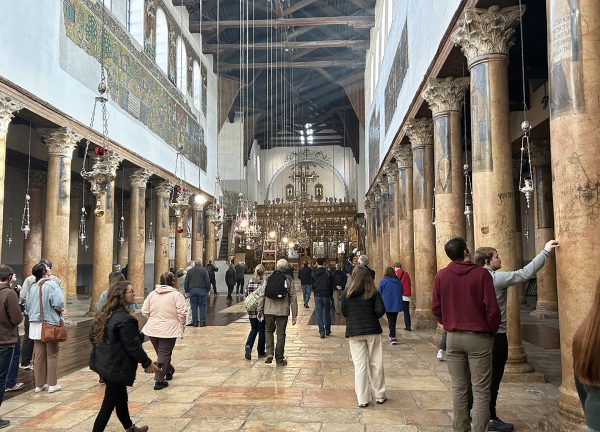 Inside the Church of the Nativity in Bethlehem.