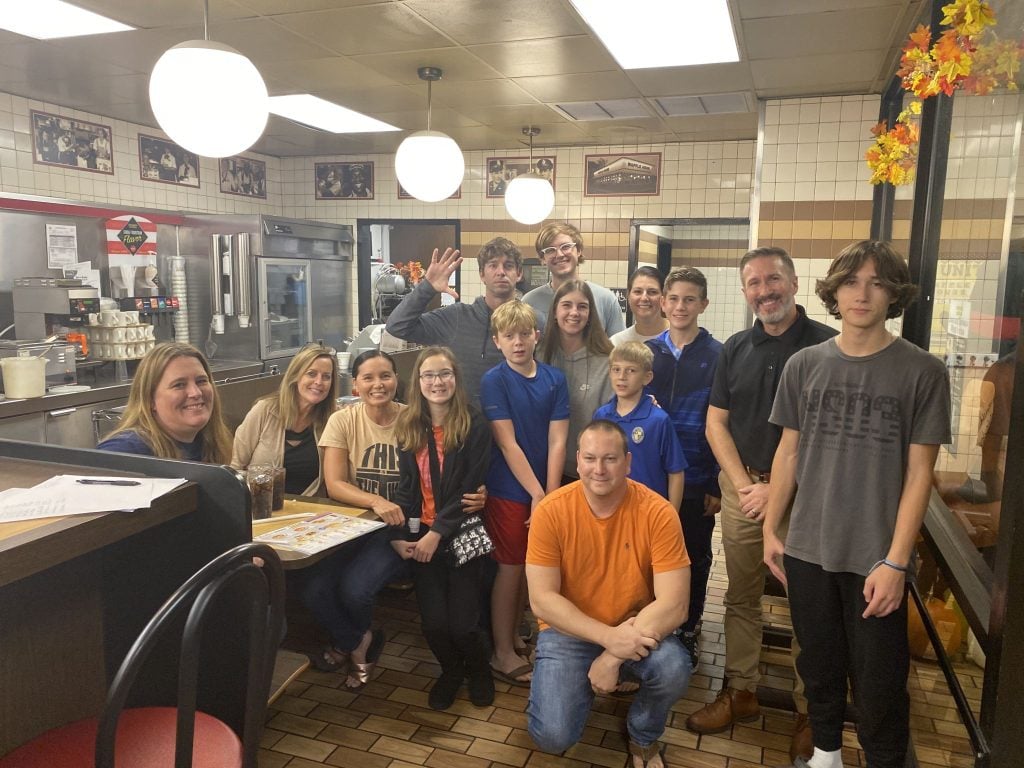 Philip Jenkins gets visitors during his Waffle House challenge.