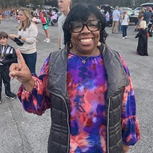 Norma Mason enjoys the Hillsboro Church of Christ's Sunday evening Trunk or Treat.