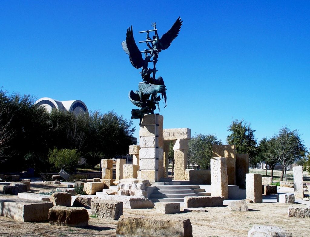 “Jacob’s Dream” statue and artwork on the campus of Abilene Christian University.