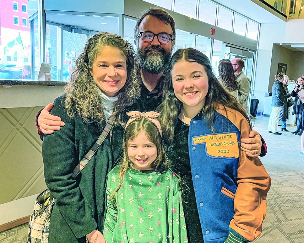 The Tryggestads — Jeanie, Lucy, Erik and Maggie — after Maggie's Treble Chorus performance at the Tulsa Performing Arts Center.