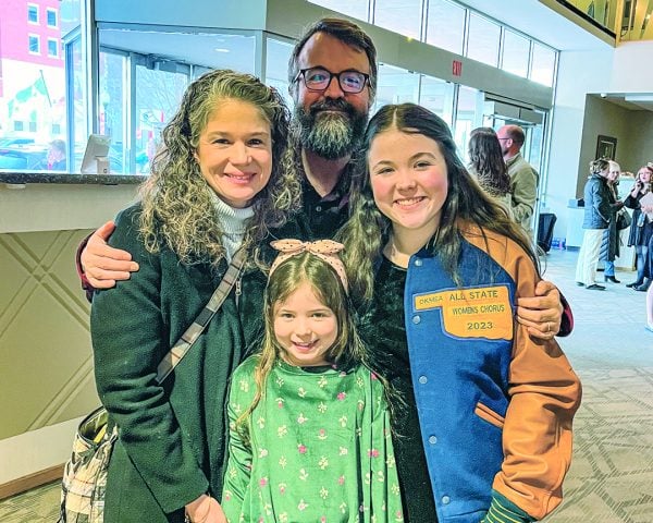 The Tryggestads — Jeanie, Lucy, Erik and Maggie — after Maggie's Treble Chorus performance at the Tulsa Performing Arts Center.