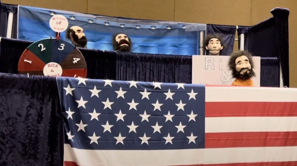 Puppets from the Tuscumbia Church of Christ in northwest Alabama perform a "Rick & Bubba Show"-themed skit during the Lads to Leaders convention in Nashville, Tenn. Read a related feature.