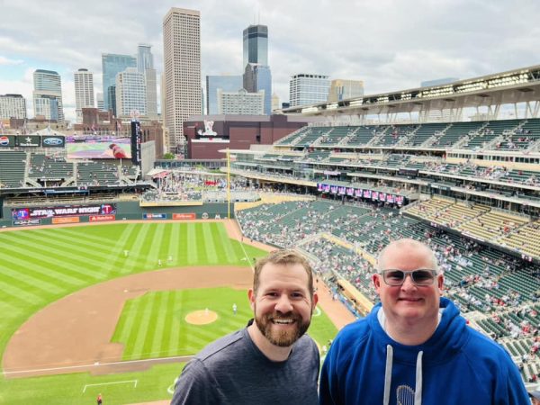 Ethan Bilbrey and Bobby Ross Jr. at Target Field in Minneapolis.