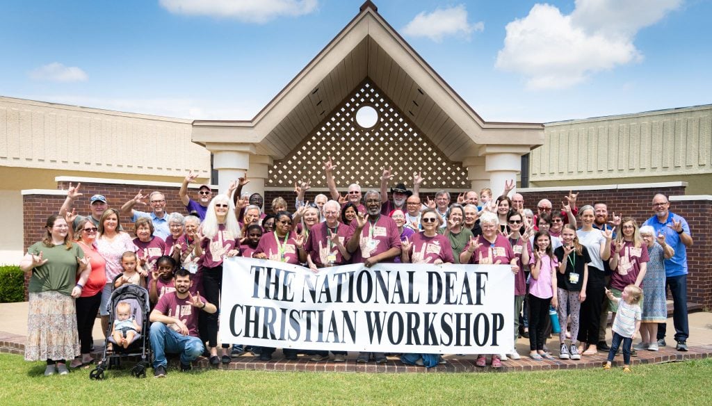 National Deaf Christian Workshop attendees pose for a group picture.