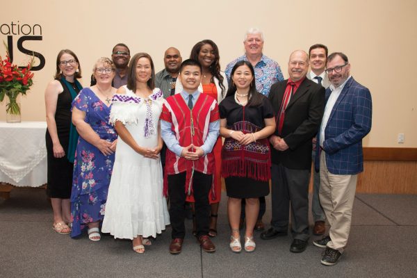 Students and faculty at South Pacific Bible College take a class photo. 