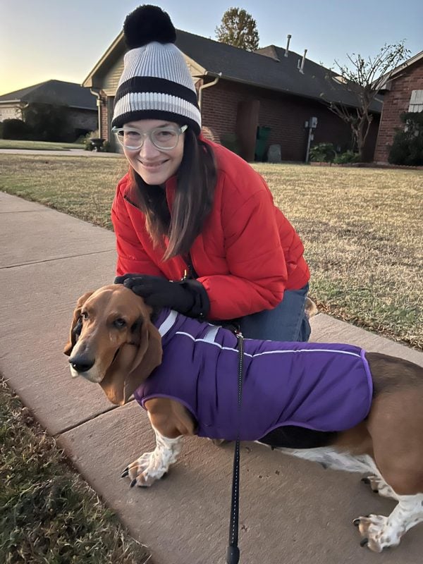 Tamie Ross takes Frannie for a walk on a cool fall morning in Oklahoma City.