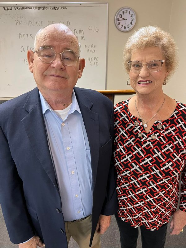 Bob and Judy Ross at the Greenwood Church of Christ in 2023.