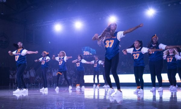 The Pepperdine University Step Team wears jerseys featuring the team’s signature No. 37.