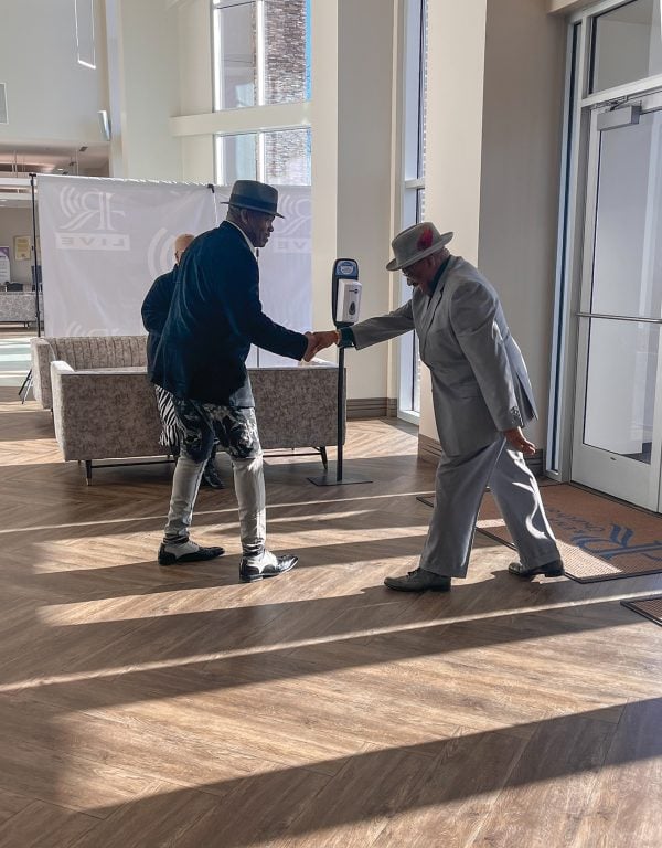 Members greet each other at the Renaissance Church of Christ in Atlanta.