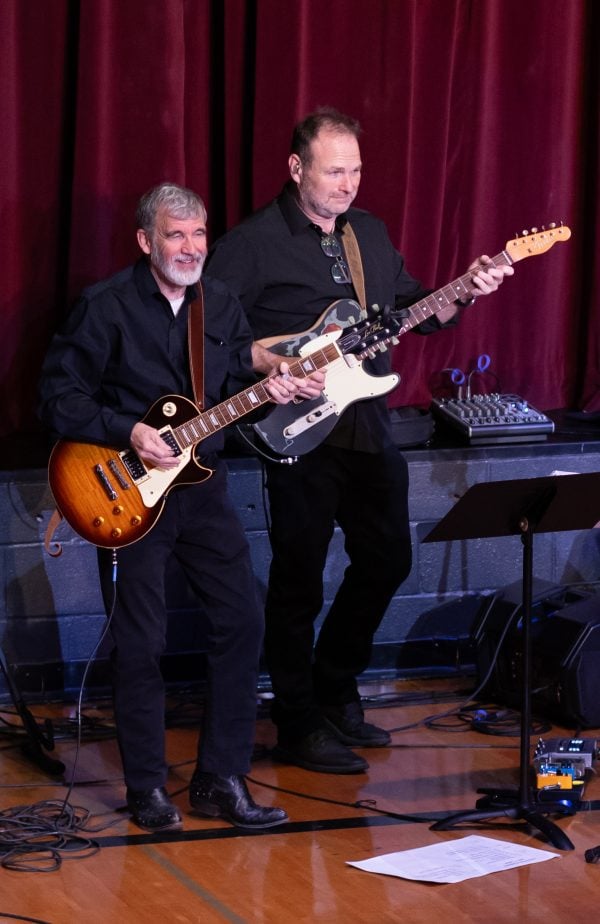 From left, Jerry Elder and Joey Boone play guitar with the Hardeman Boys.