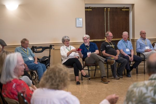 How churches are rethinking senior ministry 2 MyCelestialApp Members and "helpers" of the Sunny Day Club play a pass-the-beanbag game.