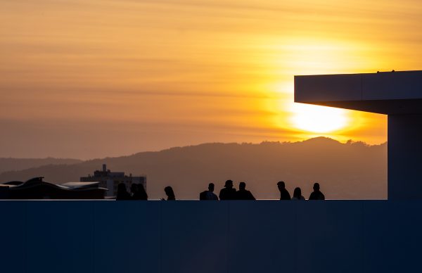 Sunset concludes a long summer's day near Vigo's port.