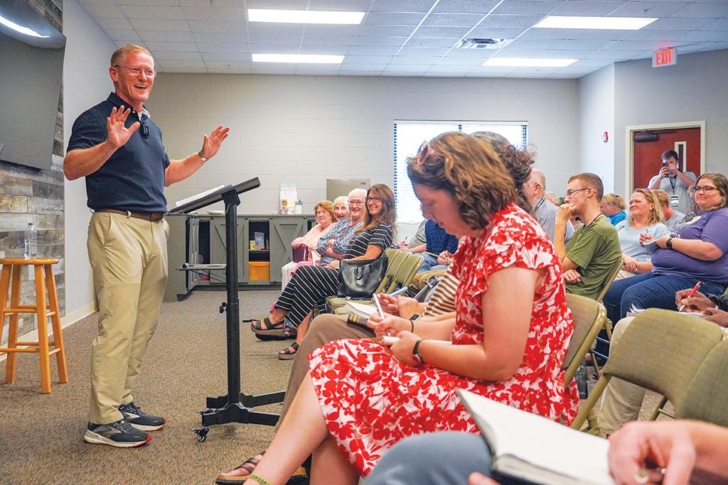 John Thomas, minister for the South Gate Church of Christ in Columbia, Tenn., talks about a harrowing drive through Washington, D.C. as he teaches on “One Destination” at the Connect Conference in Nashville, Tenn.